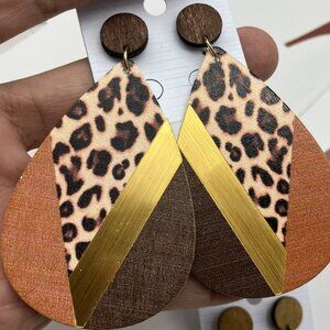 Leopard Print Wooden Earrings